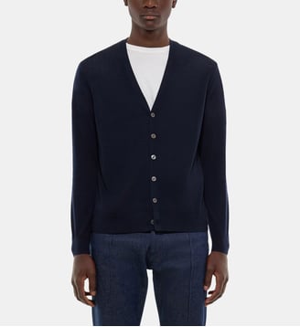 Cardigan en maille fine de laine - Fursac - Marine