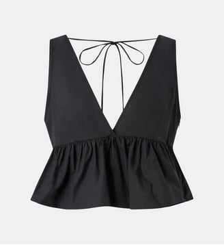Crop top à volant et liens - Pinko - Limousine noire