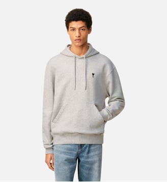 Hoodie en coton Ami de Coeur - AMI Paris - Gris cendre chiné