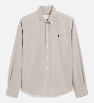 Chemise rayée unisexe en coton Ami de Coeur - AMI Paris - Noir et blanc naturel