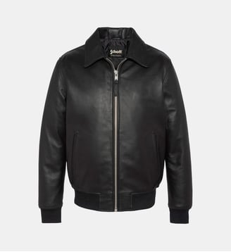 Blouson casual, cuir d'agneau - Schott - Noir