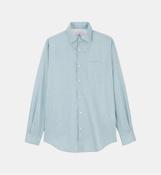 Chemise manches longues coton imprimé losanges - Serge Blanco - Bleu