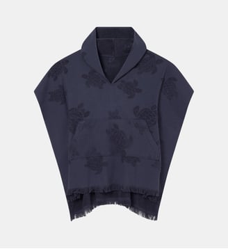 Poncho en coton organique Ronde des Tortues - Vilebrequin - Bleu marine