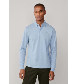 Polo À Manches Longues Mercerisé Coupe Regular - Hackett London - Bleu
