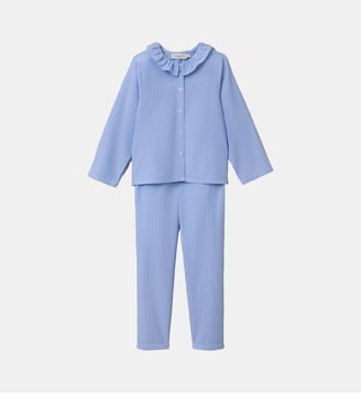 Pyjama en popeline rayé Fille - Cyrillus - Rayure bleue