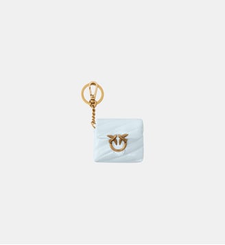 étui pour airpods love bag puff en cuir brillant - Pinko - Bleu ciel