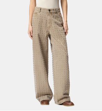 Jean marron clouté - Pinko - Beige