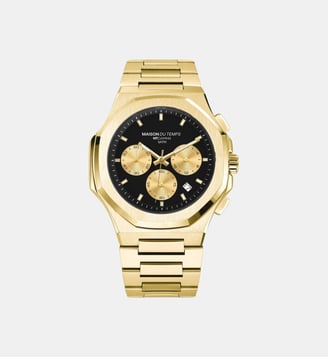 Montre Gamma Noir, Doré 431-A - Maison du Temps - Doré