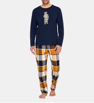 Pyjama en jersey épais et flanelle de coton - Happy 40 - Arthur - Gold