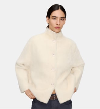 Veste imitation fourrure à col montant - Adolfo Dominguez - Crème
