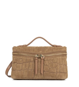 Petit sac boite Suède Exo en cuir - Lancaster - Moka