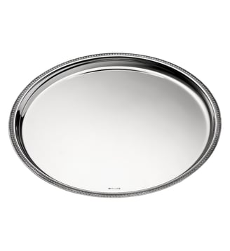 Plateau rond en métal argenté - 39 cm - MALMAISON - Christofle - Argent