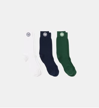 Lot de 3 paires de chaussettes Édition Roland-Garros - Lacoste - Blanc, bleu marine et vert
