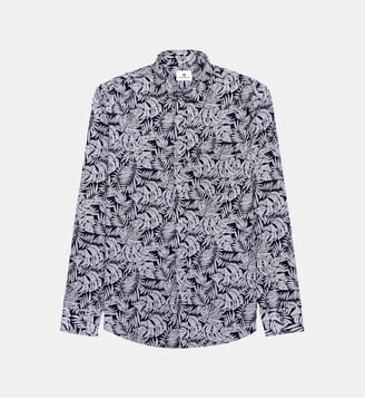 Chemise manches longues unie en coton - Serge Blanco - Bleu foncé