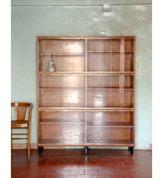 Bibliothèque vitrée en teck Madeleine N°734- Produit chiné - Debongout - Bois clair