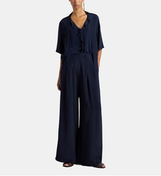 Pantalon aspen en acétate de soie uni - Momonì - Bleu