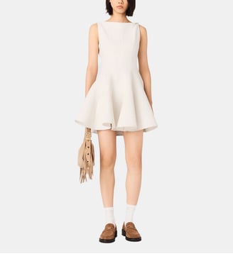 Robe courte évasée en tweed - Maje - Écru