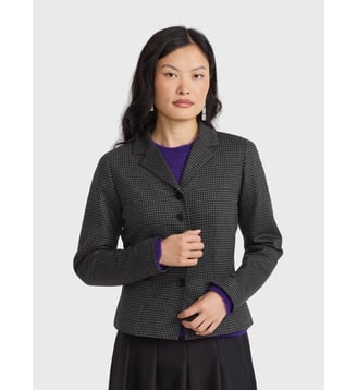 veste cintrée petit vichy - Agnès b. - Chiné gris foncé