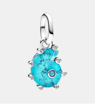 Charm Pendant Escargot de Mer Verre de Murano Bleu - Pandora - Argenté