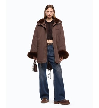 Parka en coton avec détails en fourrure synthétique - Pinko - Marron