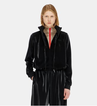 Sweatshirt zippée effet piquet brillant - Diesel - Noir