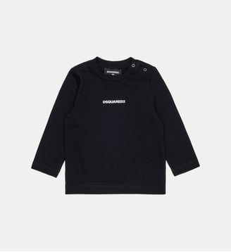 T-shirt en jersey à manches longues avec logo - Dsquared2 - Noir