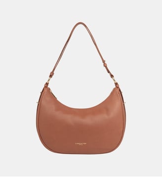 Grand sac besace Milano Aria cuir - Lancaster - Marron et doré