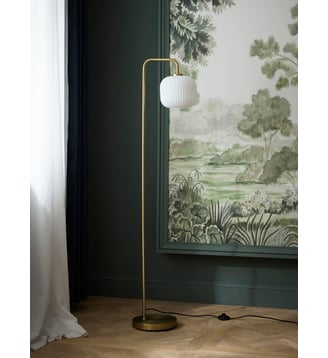 Lampadaire Arsène en métal et verre strié - Cyrillus - Blanc pur