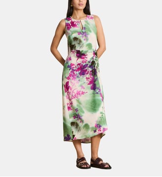 Robe longue à imprimé tie & dye - La Fée Maraboutée - Vert et rose