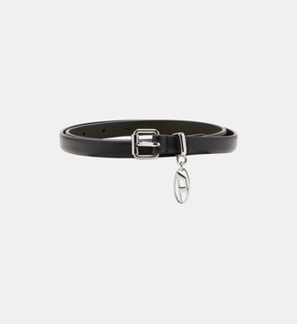 Ceinture en cuir de 1,5 cm avec charme D ovale - Diesel - Noir
