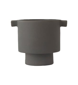 Pot en grès à relief - OYOY - Anthracite
