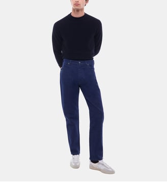 Pantalon droit en coton et lin - Fursac - Bleu denim