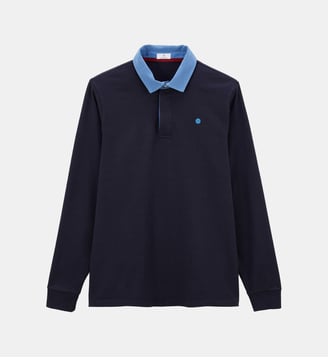 Polo Lupin en coton - Serge Blanco - Bleu marine