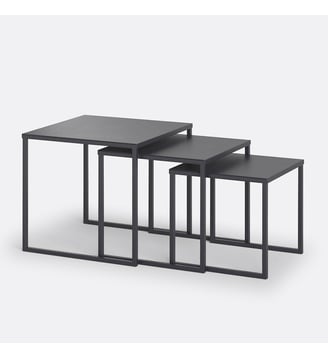 Lot de 3 tables basses gigognes métal acier - La Redoute Interieurs - Noir