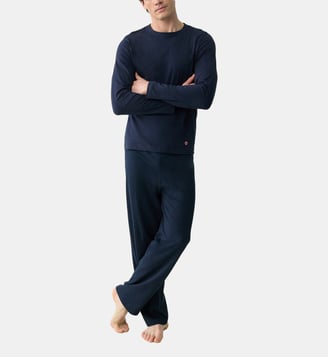 Ensemble pyjama haut bleu marine et pantalon gris en coton Le Slip Francais