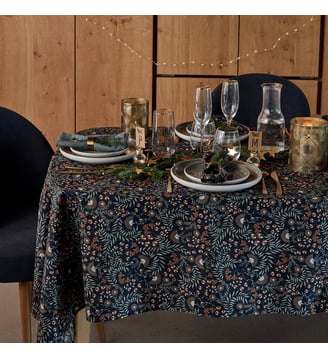 Nappe imprimée coton lavé Majari - La Redoute Interieurs - Imprimé fond bleu