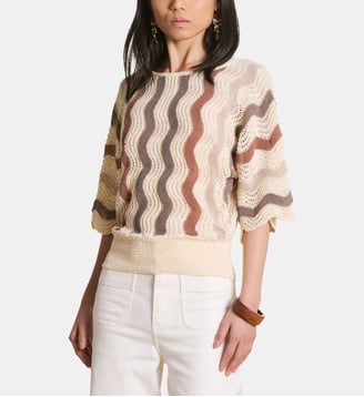 Pull à rayures encolure bateau - La Fée Maraboutée - Gris et noir