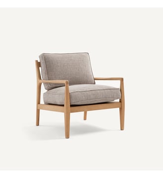 Fauteuil en chêne, plaqué et tissu chiné - AM.PM - Marron glacé