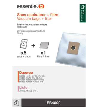 Sac aspirateur EB4000 - Essentiel B - Standard
