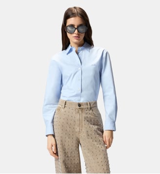 Chemise boxy en popeline - Pinko - Bleu ciel
