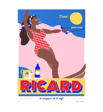 Poster Hello Bonjour - Ricard - Poster & Frame - Multicolore