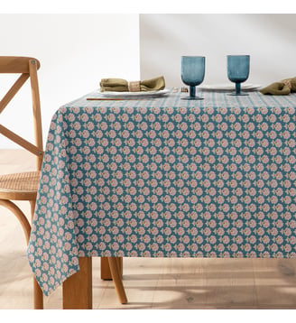 Nappe imprimée coton enduit Nadesha - La Redoute Interieurs - Imprimé fond bleu