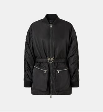 Bomber long en satin technique - Pinko - Limousine noire