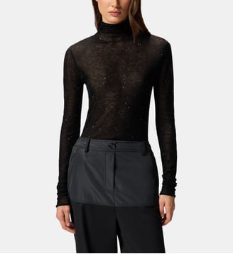 Pull ajusté à col montant et micro paillettes - Pinko - Limousine noire