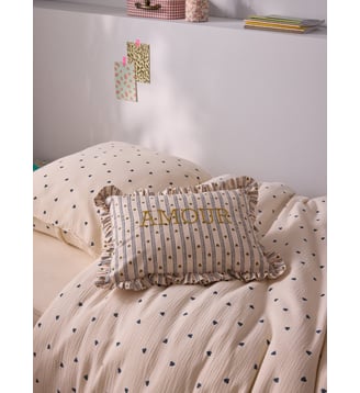 Coussin brodé Amour - Cyrillus - Raye bleuepice