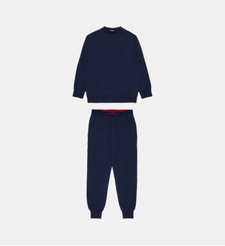 Pyjama en jersey avec logo ICON - Dsquared2 - Bleu nuit