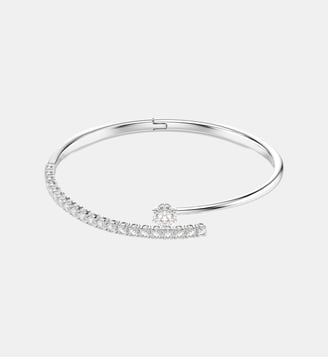 Bracelet-jonc Matrix, Métal rhodié - Swarovski - White et rrhodium plated