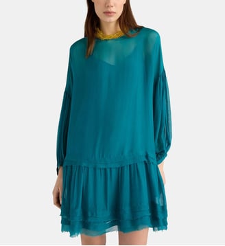 Robe agave en mousseline unie - Momonì - Vert