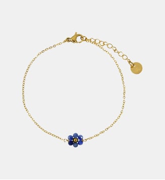 Bracelet  Mini Maya avec fleurs à pierres fines - Les Cléias - Quartz bleu