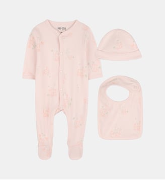 Ensemble pyjama, bonnet et bavoir - Kenzo Kids - Litchi